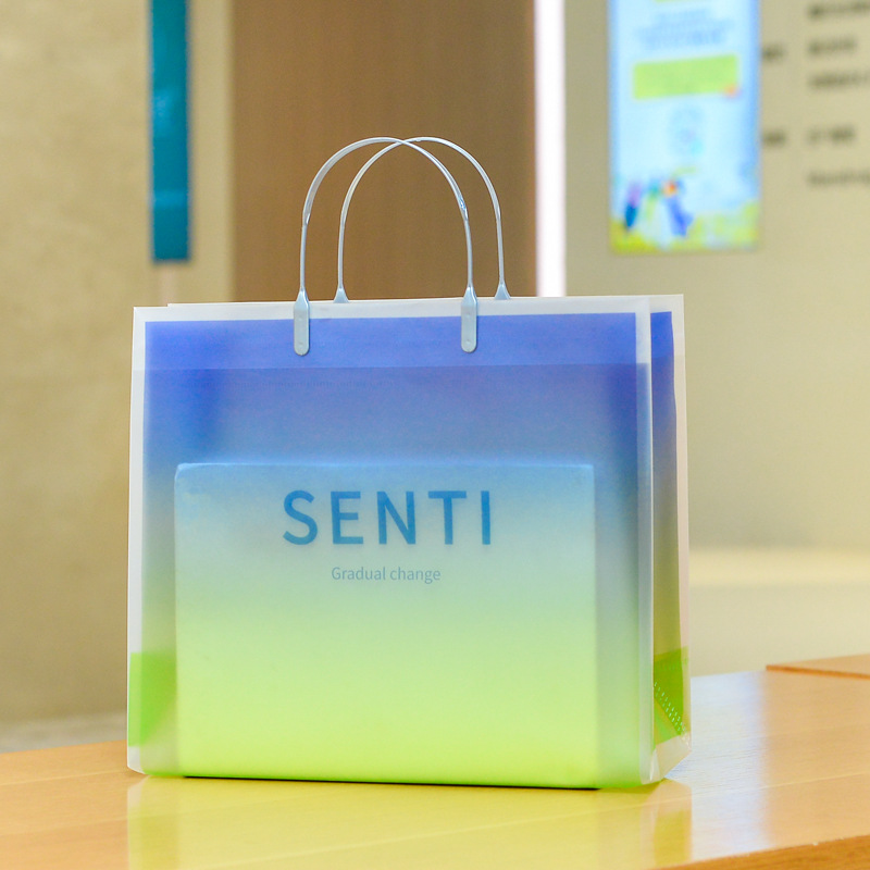 PVC gradiente Bolso de Plástico bolsa de regalo tienda de ropa bolsa de compras transparente caja de regalo bolsa de embalaje