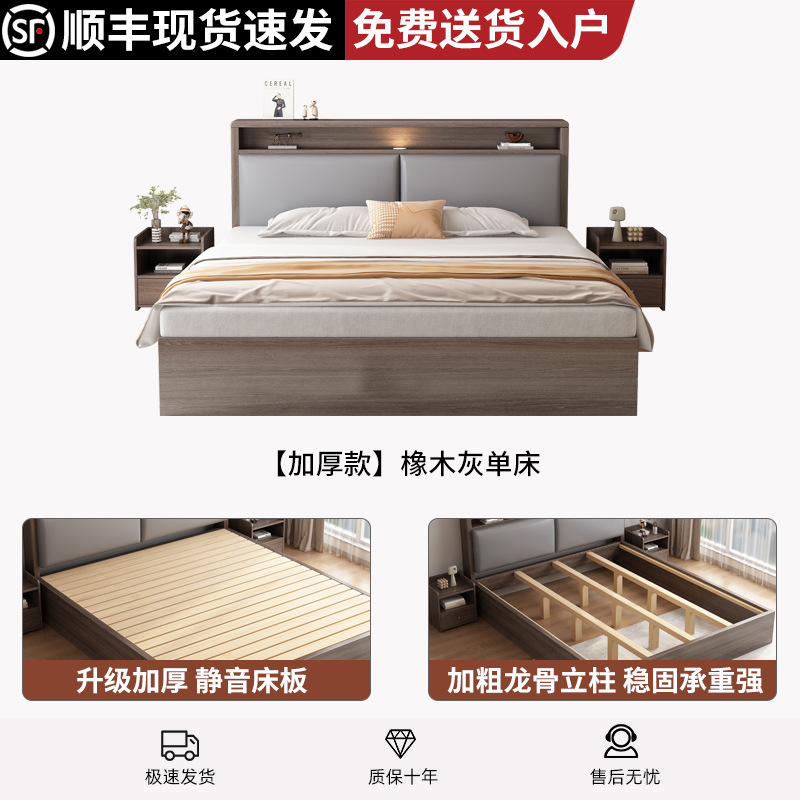 实木床1米8双人床1米5家用榻榻米落地床架简约出租房用地台单人床|undefined