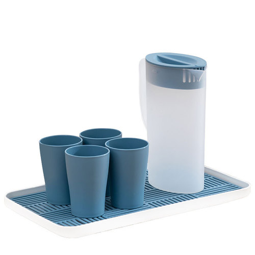 Cold kettle set plastic thickened large-capacity cold water cup drain tray Nordic home living room cool white kettle