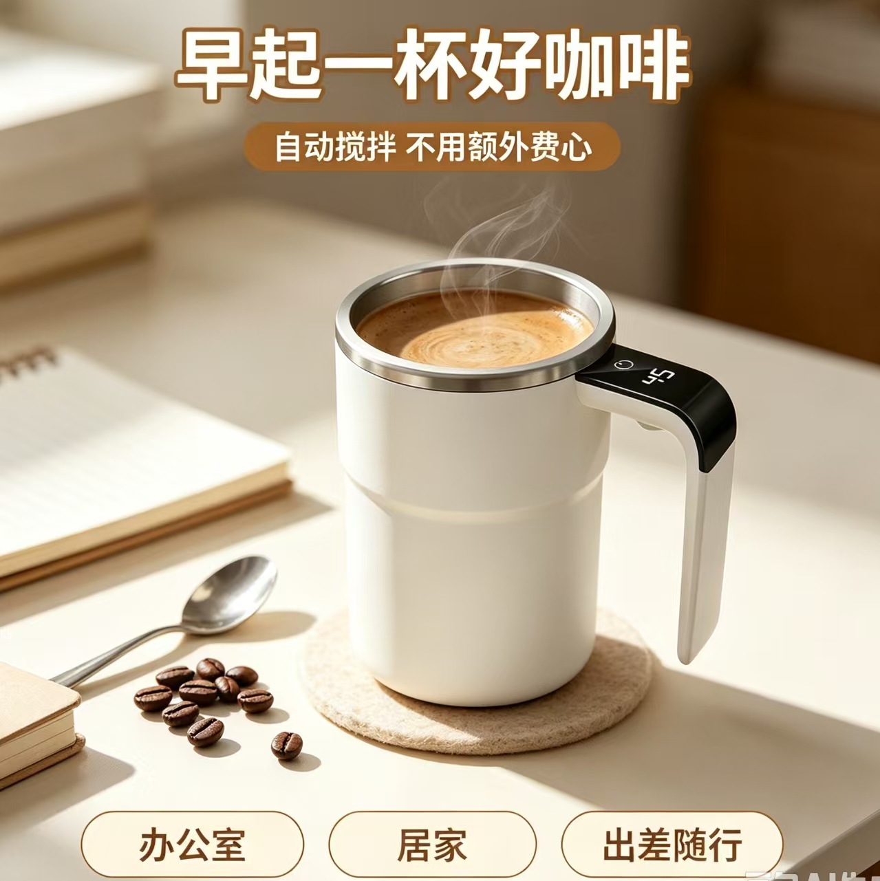 出口304不锈钢内胆电动搅拌杯新款全自动搅拌杯usb充电款智能数显