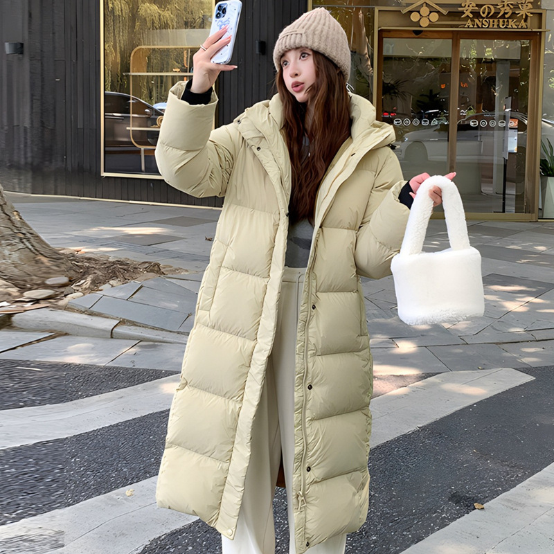 95 White Duck down Jacket Women's Long Over-The-Knee 2025 Winter New Northeast Extreme Cold Thickeneded Warm Hooded Jacket