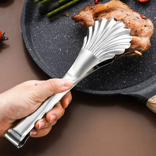 Factory direct sales stainless steel shell clips high-end Western food clips restaurant bread clips buffet color-plated scallop clips