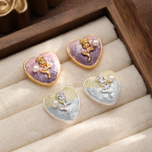 NALA娜啦手工彩绘S925银针耳环轻奢高级感花朵中式耳环小众耳饰女