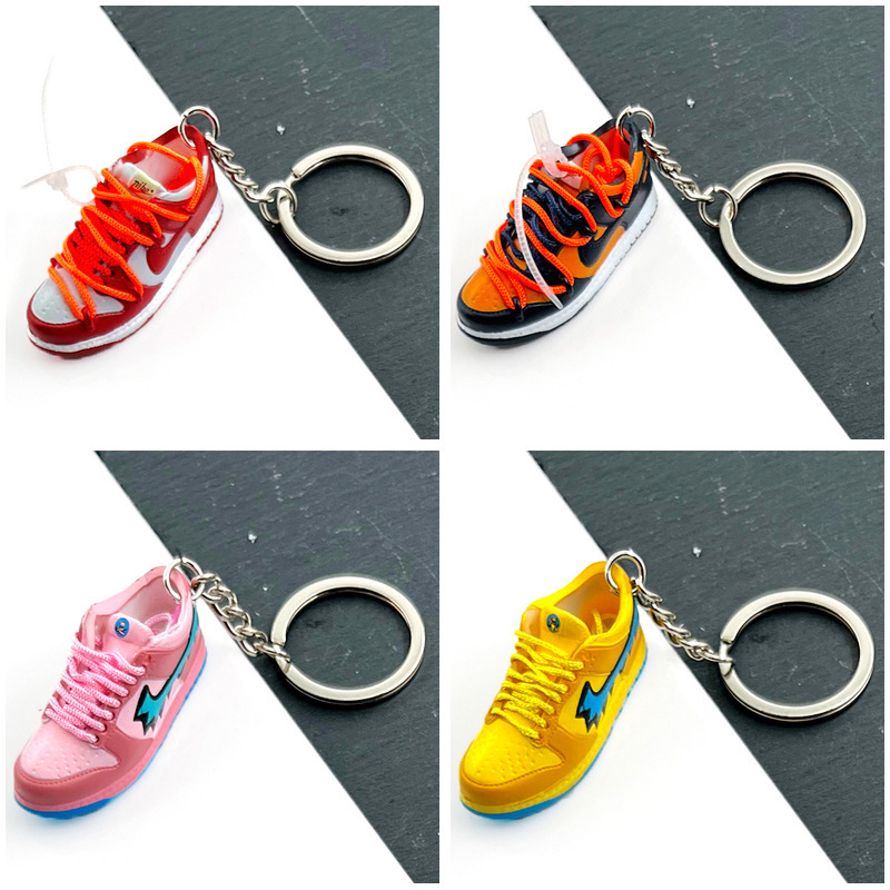 Dunk Low-Top Shoes Pure White Basketball Shoes Keychain Aj Stereo Shoe Mold Pendant Hand-Made Office Shoe Model Jewelry