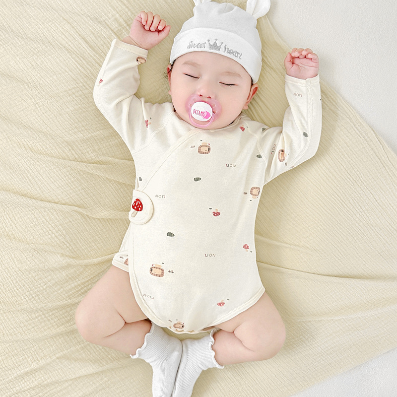Primavera y otoño recién nacidos camiseta de algodón delgada triángulo harina ropa de otoño para niños, niñas y niños, ropa de bebé