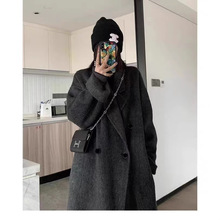 步步高黑色羊毛外套女秋冬季2025新款感中长款小个子羊绒呢子大衣