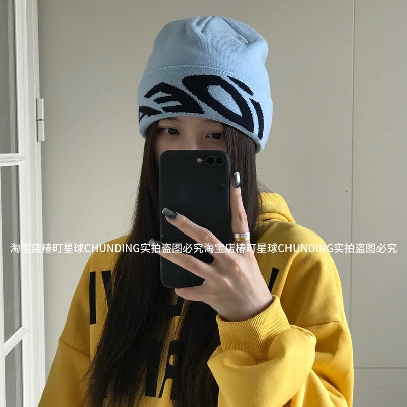 小众潮牌感秋冬高品质字母针织帽显脸小冷帽百搭大头围户外毛线帽|undefined