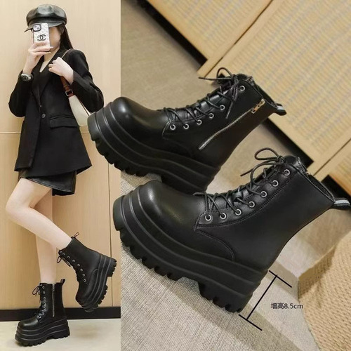 Cos height-increasing shoes 20cm height-increasing and leg-displaying thin soles 8cm British style thick soles New style short boots Short Martin boots
