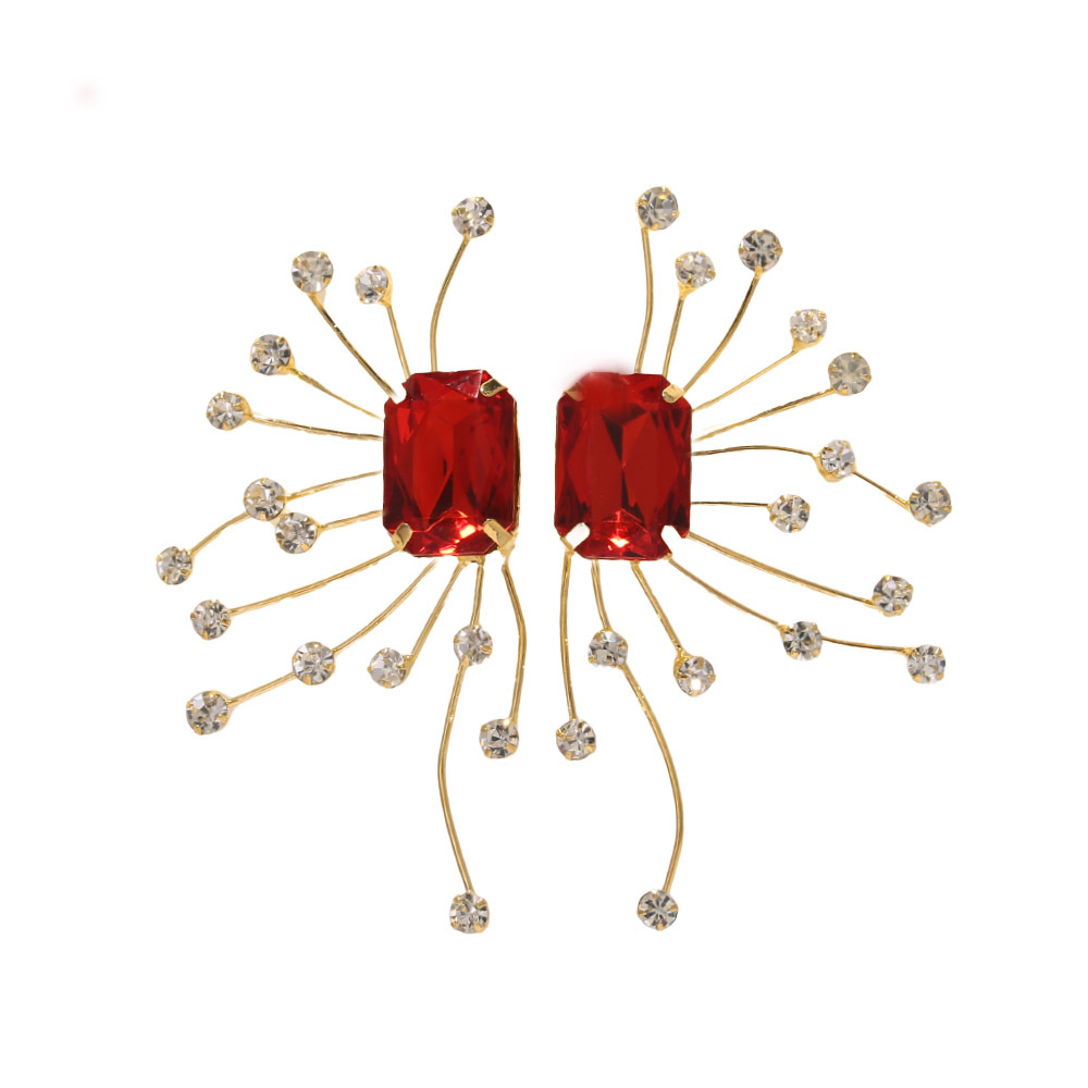 2024 nueva geometría cuadrada auriculares personales diamante auriculares accesorios de moda aretes de mujer