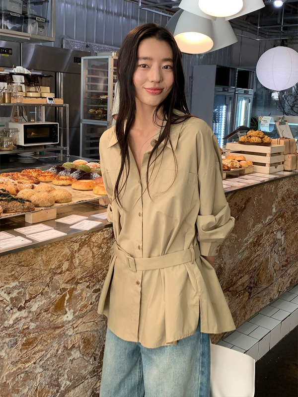 MOXI 十三行2025秋季新款韩版衬衫女高级感长袖中长款衬衣上衣女|undefined