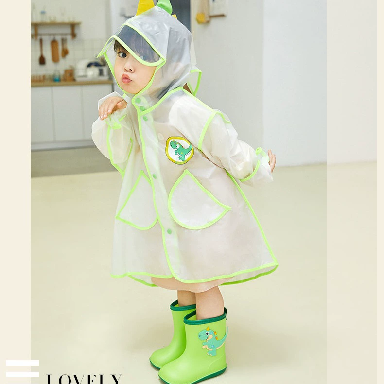 Прозрачный трехмерный детский дождевик Bao Yu с мультяшными динозаврами, детский сад, детский пончо из ЭВА, дождевик, костюм