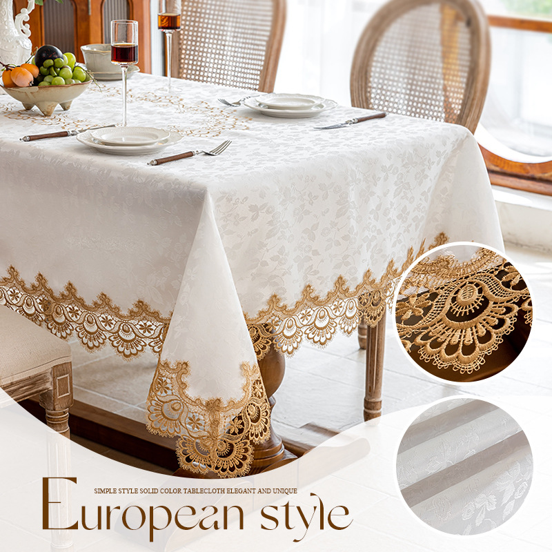 2025 New European Imitation Satin Tablecloth Rose Jacquard Lace Edge Thickeneded Table Mat Anti-Scalding Coffee Table Table Cover