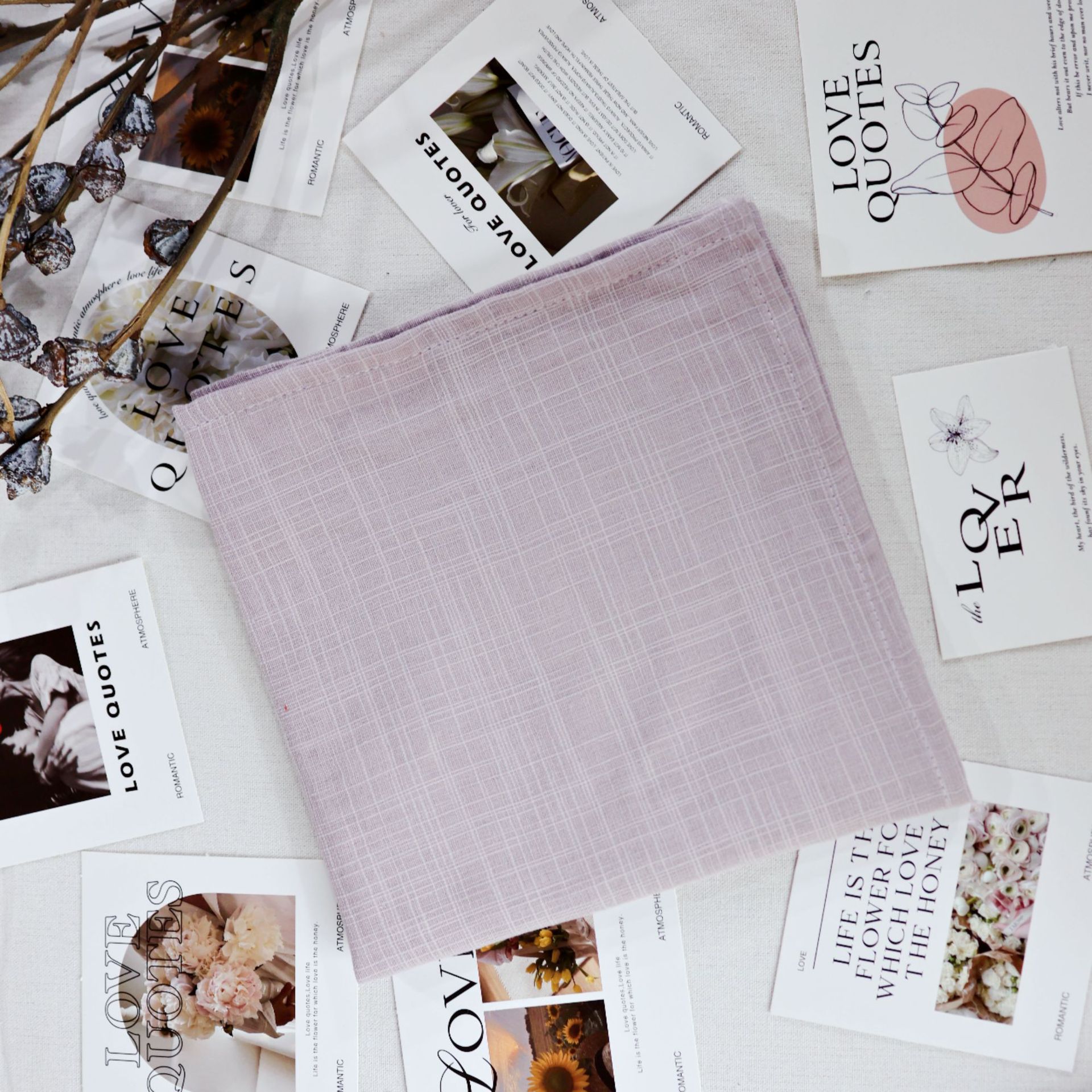 Servillas de algodón de bambú de doble capa, toalla de té arrugada, almohadilla de mesa occidental, decoración de servillas transfronterizas