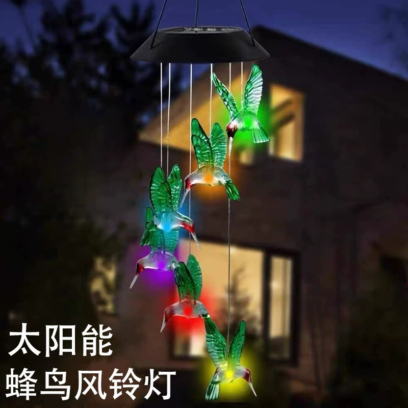 Новый уличный солнечный колибри Wind Chime лампа двор цветная атмосфера декоративная лампа кемпинг водонепроницаемая цветная LED-лампа
