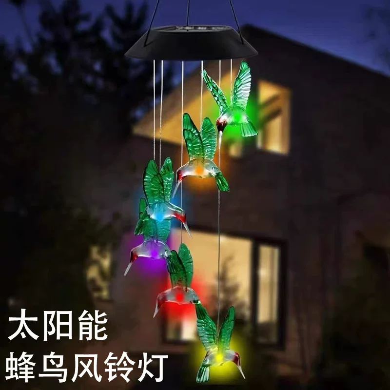 Новый уличный солнечный колибри Wind Chime лампа двор цветная атмосфера декоративная лампа кемпинг водонепроницаемая цветная LED-лампа