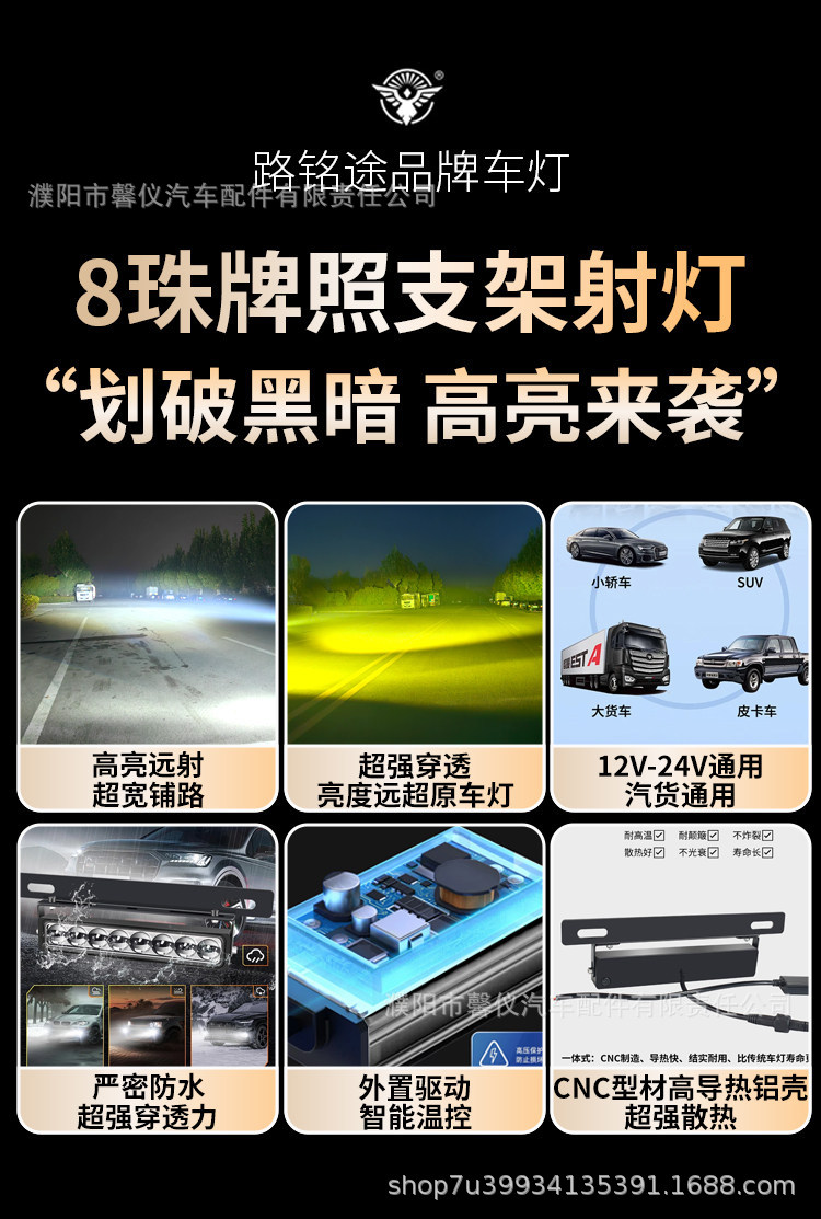 New Model Car Front and Rear License Plate Lights, Laser Spotlights, Powerful Led External Lights for Small Steel Cannon Trucks and Off-Road Vehicles
