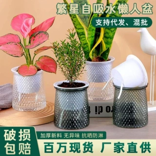 繁星花盆双层水培简约家用桌面自吸水懒人专用绿萝多肉塑料盆批发