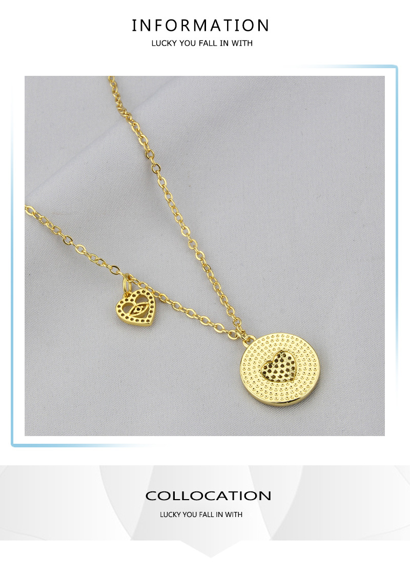 Korean Style Ins Inlaid Zirconium Round Heart Necklace Women's Simple Spot Eight Awn Star Eye Popular Element Combination Pendant display picture 2