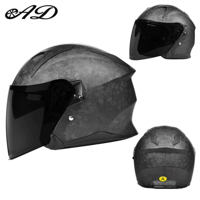Cycling Winter Safety Helmet, Motorcycle Safety Supplies - carbon-fiber-forged-matte-black-black-tea-mirror-free-high-definition-mirror-m-suitable-for-head-circumference-56-57