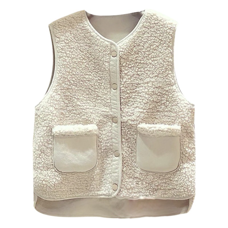 Chaleco de las mujeres 2023 Otoño e Invierno Nuevo Cordero felpa Chaleco de las mujeres de estilo coreano versátil Chaleco Corto chaleco abrigo