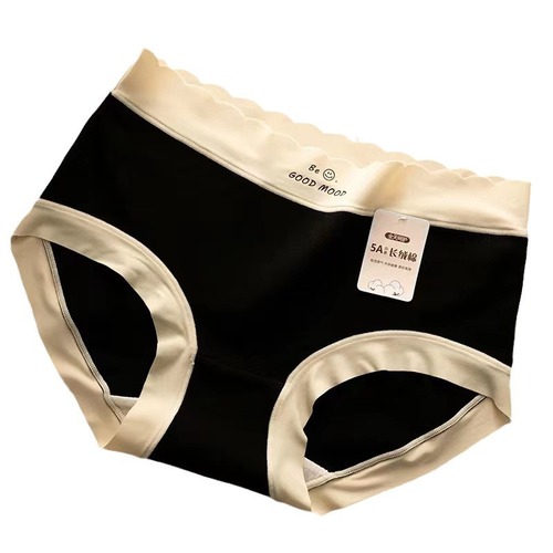 5A antibacterial cotton underwear for women, Japanese long-staple cotton, crotch naked, contrasting color, mid-waist girls' underwear wholesale