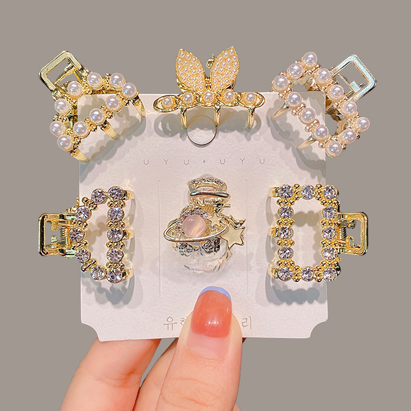 Fermaglio per capelli a mezza coda di cavallo, fermaglio per capelli con perle, piccola frangia squisita, fermaglio per capelli con coda di cavallo alta, piccola taglia, temperamento, testa_voghion.com