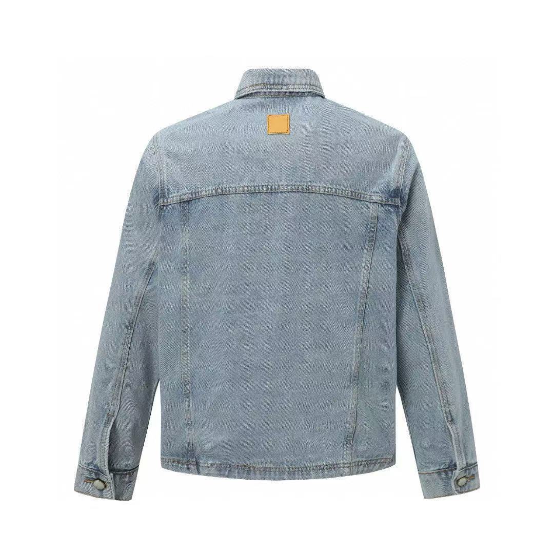 Vintage jeansjacka med bröstbroderi för herr och dam_voghion.com