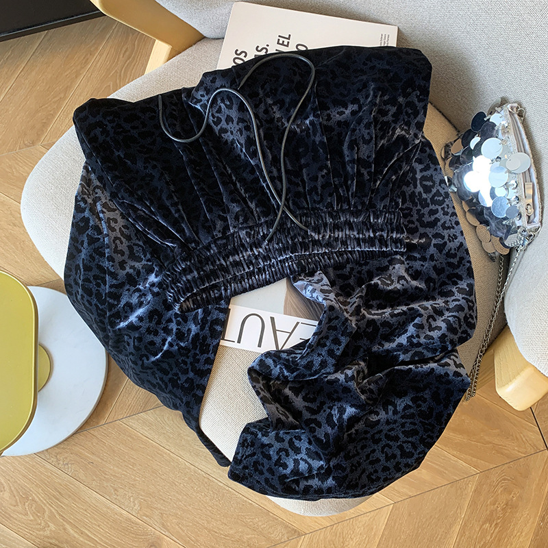 Women's Clothing 2024 autumn new leopard print gold velvet wide leg pants for women high waist drape casual high end straight velvet pants_voghion.com