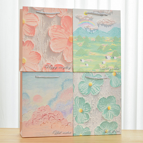 New Monet Oil Painting Gift Bag Glimpse Handbag Image Art Paper Bag Ornaments Birthday Gift Gift Bag