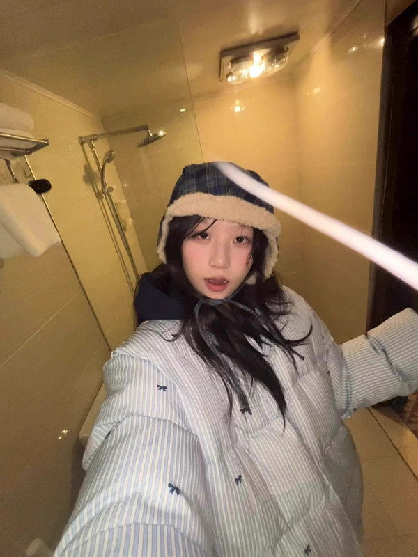 条纹蝴蝶结棉服外套女2025新款冬季小个子棉衣面包服加厚保暖棉袄|undefined