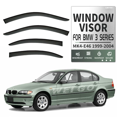 E90 F30 Window visor, Rain shield - standard-packing-without-logo-bmw-3-series-i-axle-mk4-e46-1999-2004-plexiglass-no-bright-strip-window-rain-cover