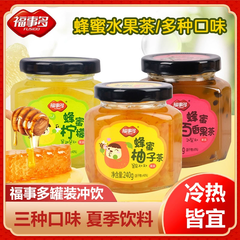 Чай Fushido с медом и грейпфрутом, чай с лимоном и страстным фруктом, джем, консервированный напиток, фруктовый чай, джем, 240 г