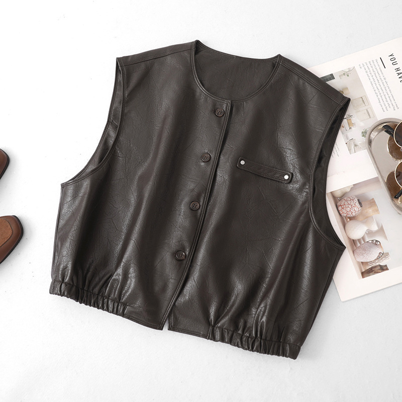 2026 new collection: uniquely designed, stylish sleeveless leather vest for women, perfect for layering in the fall 2026 new collection: uniquely designed, stylish sleeveless leather vest for women, perfect for layering in the fall