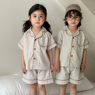 Children's Pajamas Summer Thin Boy Class A Pure Cotton Full Baby 2025 New Children's Girls' Home Clothes suit