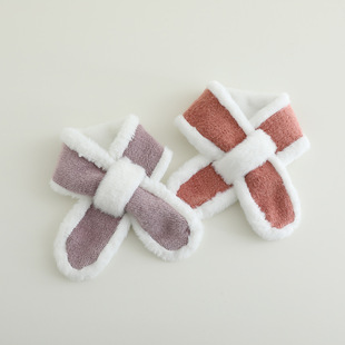 Scarf Autumn and Winter All-match Korean-style Children 1-5 Years Old Fur Collar Plush Knitted Stitching Warm Dual-use Scarf for Students