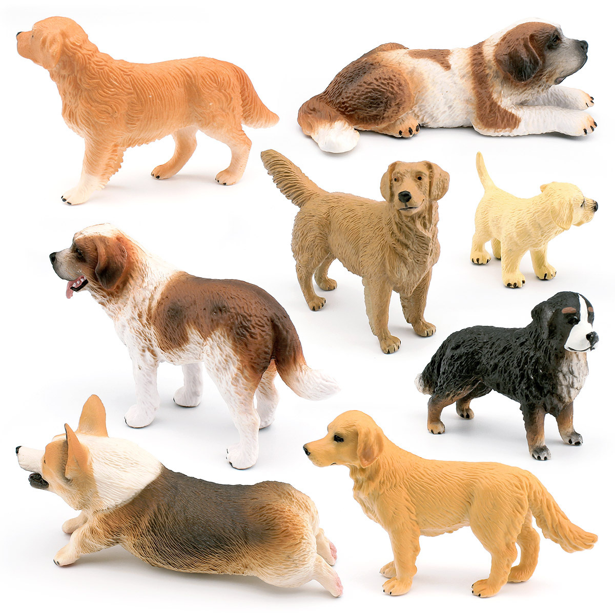 Modelo de perro de simulación transfronteriza bona perro de montaña San Bernardo perro golden retriever pierna corta Corgi juguete de decoración de escritorio