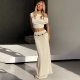 Amazon New Sleeveless Vest Knitted Top High Waist Hip Skirt suit Women Spring Wear a Complete Set