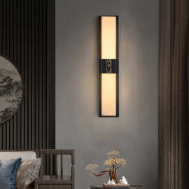 2023新中式全铜云石壁灯别墅客厅背景墙卧室书房走廊过道床头灯具