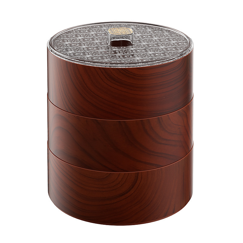 La Mesa de café de la Sala de estar de la nueva bandeja de frutos secos de madera China divide las cajas de caramelos y semillas de melón en varias capas y superpone las cajas de almacenamiento.