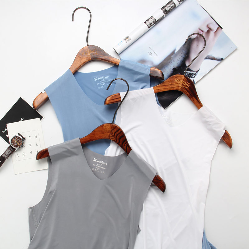 Summer men's vest Ice Silk breathable sleeveless T-shirt fitness running sports waistcoat pajamas men's wholesale