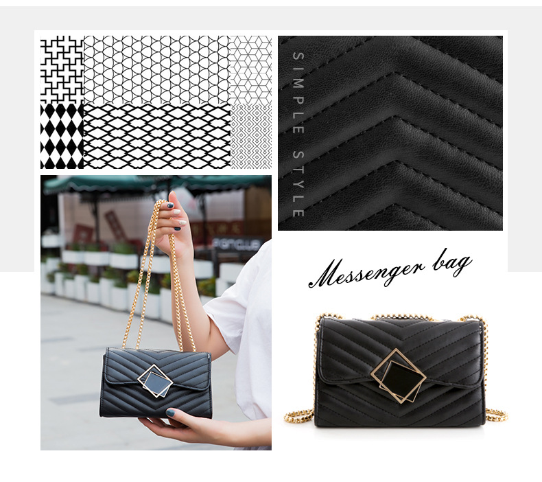 Chic Embroidered Chain Bag - Diamond/Black