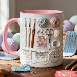 跨境热卖Knitting Tool Mug织毛衣工具马克杯陶瓷杯
