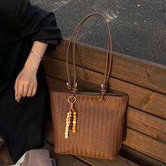 高级感编织纹包包女2025新款轻奢时尚百搭单肩包大容量通勤托特包