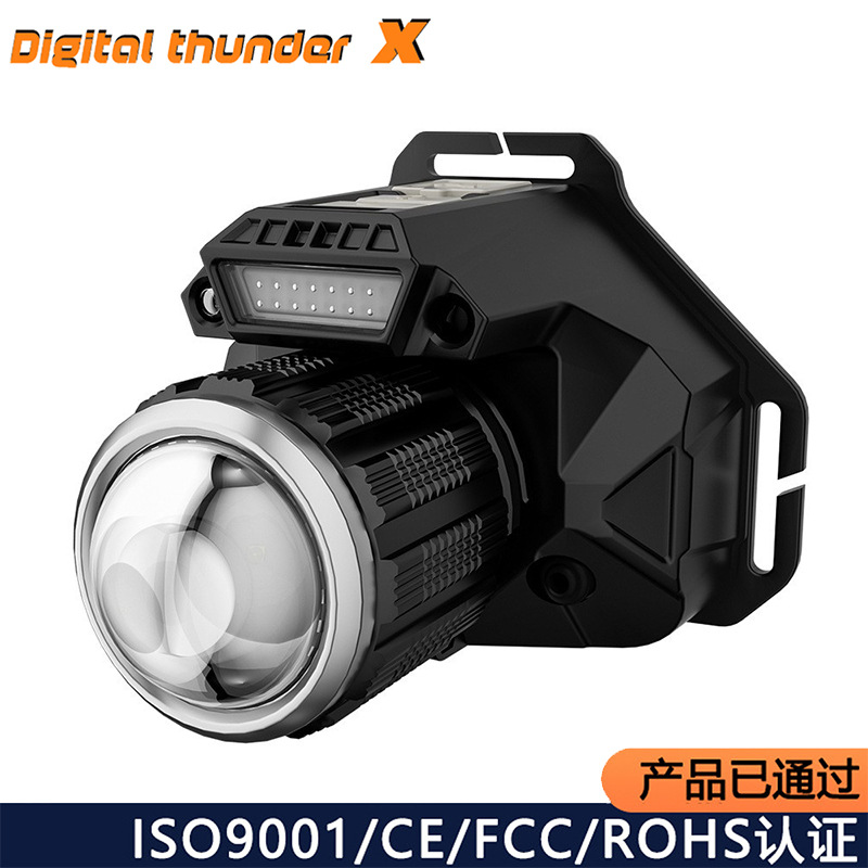 Nuevo blanco al aire libre láser lámpara de inducción faro cabeza montada linterna luz fuerte tiro largo noche pesca faro