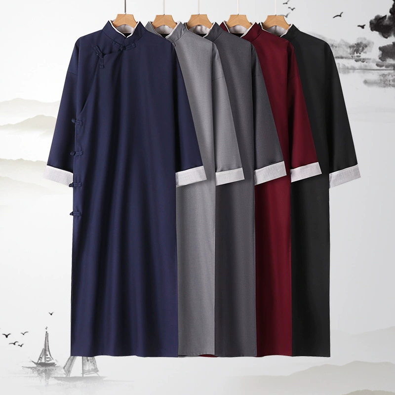 Китайская Республика, длинная рубашка, мужской длинный халат в китайском стиле и длинное пальто Ma Gua в китайском стиле, перекрестные разговоры, древний костюм, одежда для настольных выступлений, Высококачественная костюмная ткань