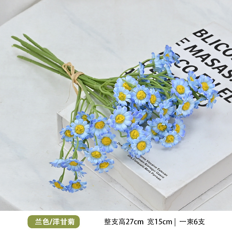 Flor artificial, sentido avanzado, manguito de manzanilla realista, pequeña margarita, flor falsa, sala de estar, decoración de la mesa, ramo, accesorios de fotografía