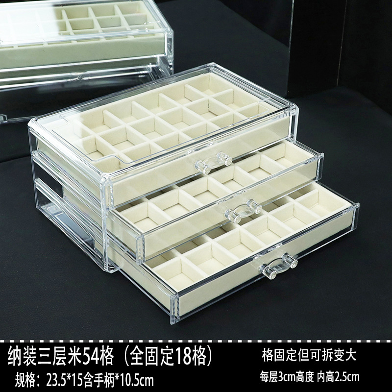 Joyas caja de almacenamiento a prueba de polvo pendientes joyería multi-red caja de organización anillo transparente anillo clasificación al por mayor