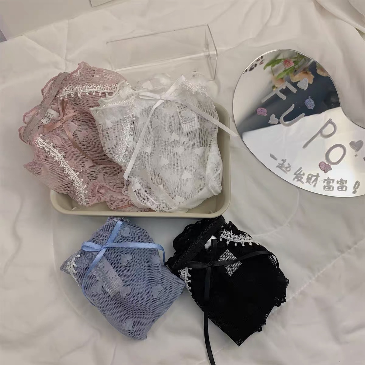 Dulce amor malla ropa interior delgada de las mujeres sexy bajo cintura transpirable algodón entrepierna estudiante cómodo briefs