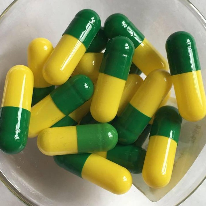 0#绿黄空心胶囊      厂家销售明胶空心胶囊 0#绿黄