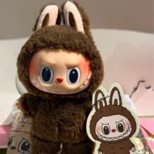 高品栗子可可搪胶脸毛绒labubu拉布布头型小挂件泡泡玛特潮玩公仔